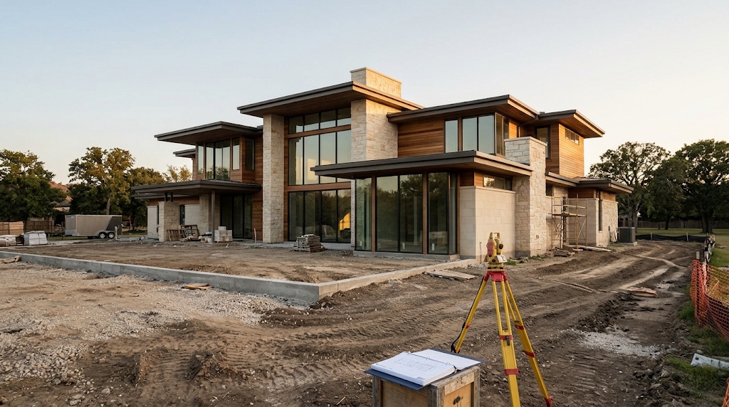 A single-family house under construction